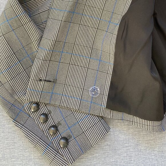 NWT RAMY BROOK | Sienna Plaid Cropped Blazer - Grey - Picture 12 of 17